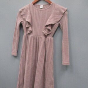 Shein Girls Dress Size 8 Y Light Burgundy Round Neck Long Sleeve Dress Outfit